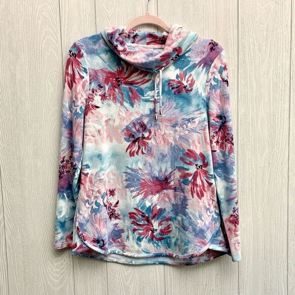 Chico's Floral Mock Neck Long Sleeve Top Size 0 (Small) - Picture 1 of 5